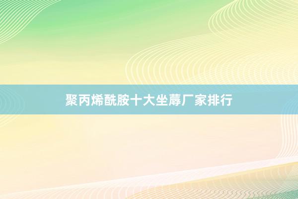 聚丙烯酰胺十大坐蓐厂家排行